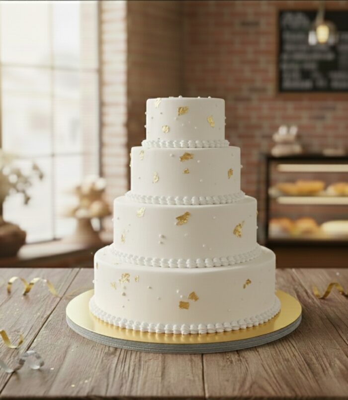 4 story cake on the pad