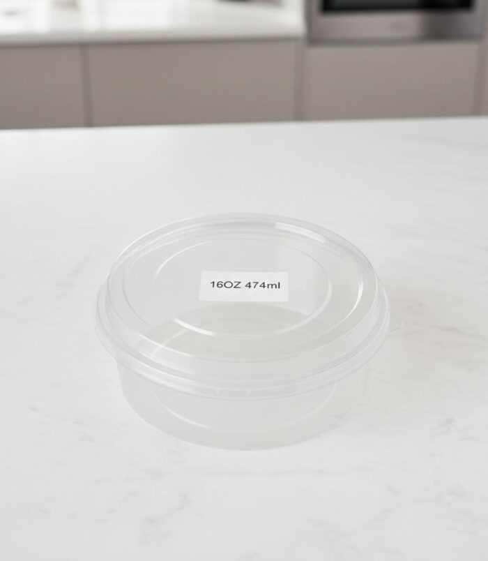 Plastic Container with Round with clear lid 16oz 474ml