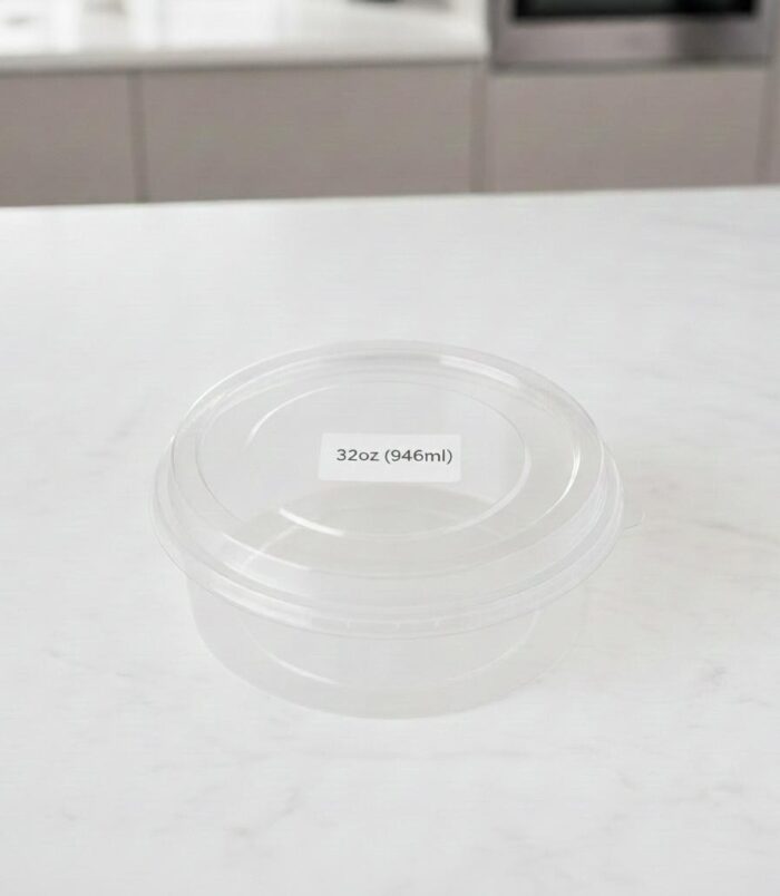 Plastic Container with Round with clear lid 32 oz 946 ml