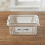 Plastic Container_Rectangular with clear lid 28oz (828ml)