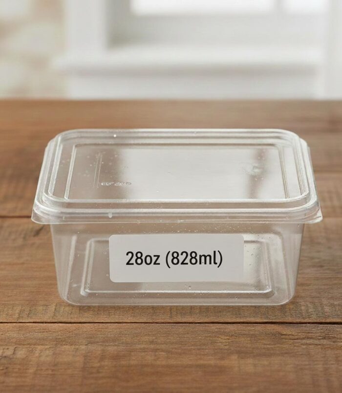 Plastic Container_Rectangular with clear lid 28oz (828ml)