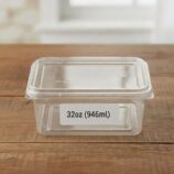 Plastic Container_Rectangular with clear lid 32oz (946ml)