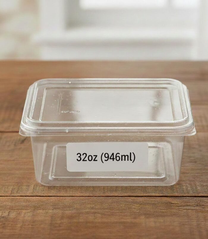 Plastic Container_Rectangular with clear lid 32oz (946ml)
