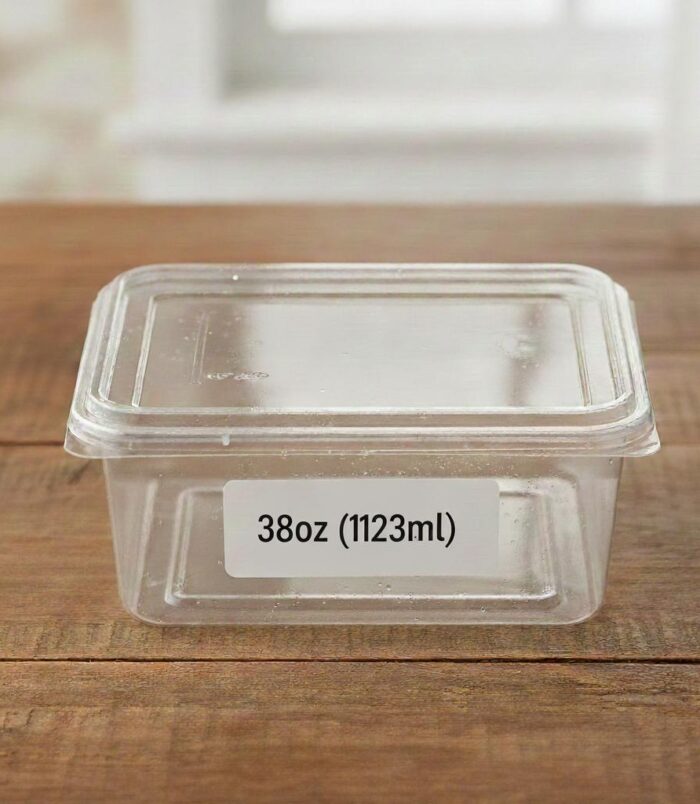 Plastic Container_Rectangular with clear lid 38oz (1123ml)