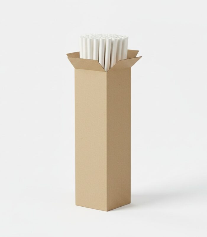 White paper straws in the box