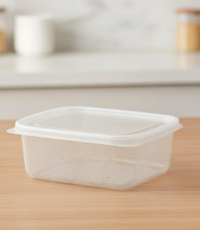 plastic container rectangular front view empty