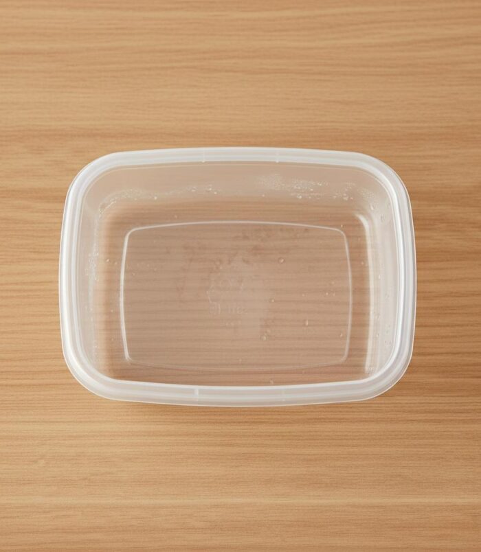 plastic container rectangular top view empty