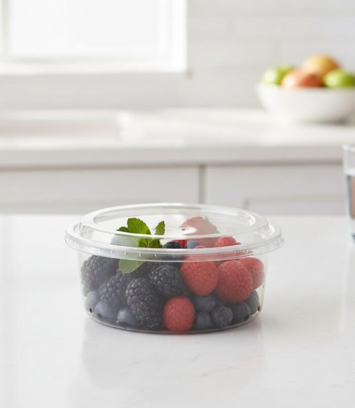 plastic container round with front view